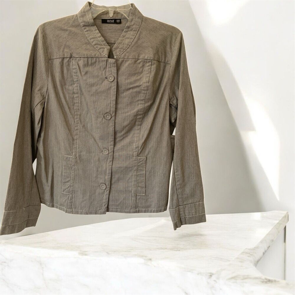 Ana Women’s Jacket Size Large NWT New With Tags Brown Seersucker Look Excellent
